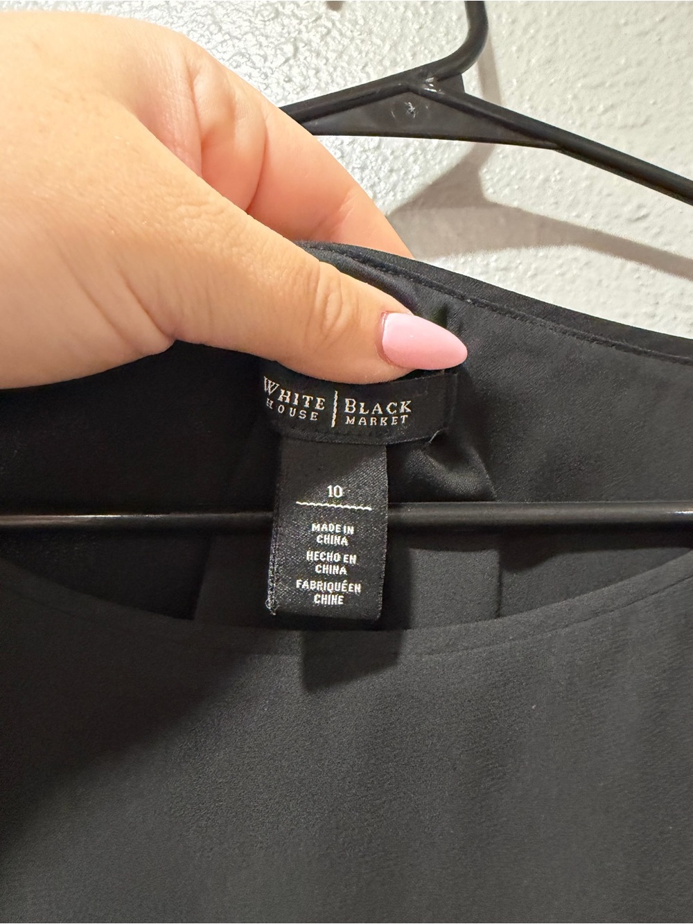 WHBM Black Chiffon Split Back High Low Blouse Size 10 - Picture 4 of 5